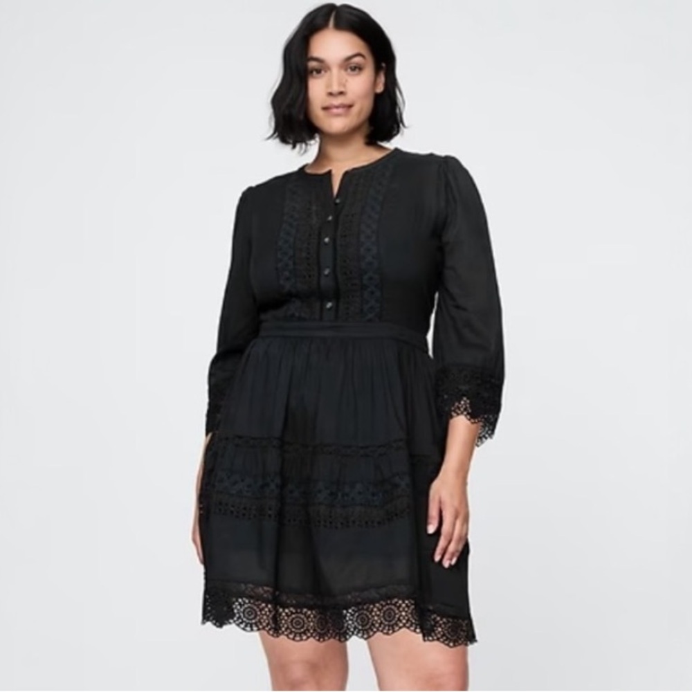 NEW! GAP Black Lace Trimmed Mini Dress - Size Medium #741538 🍓2️⃣